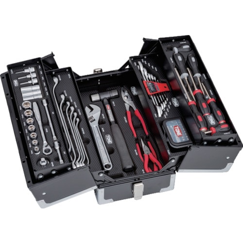 トラスコ中山 TONE 整備用工具セット ツールセット(ブラック仕様) 間口433×奥行220×高さ240mm(ご注文単位1セット)【直送品】