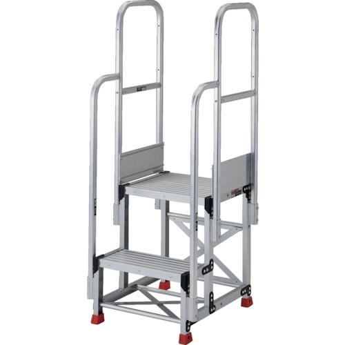 トラスコ中山 TRUSCO アルミ製作業用踏台 2段 高さ0.7m 天板寸法800×400 段高350mm 階段両手すり付き（ご注文単位1台）【直送品】