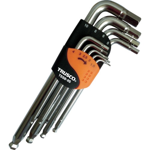 トラスコ中山 TRUSCO ステンレスボールポイント六角棒レンチセット(標準タイプ) 9本組(ご注文単位1セット)【直送品】