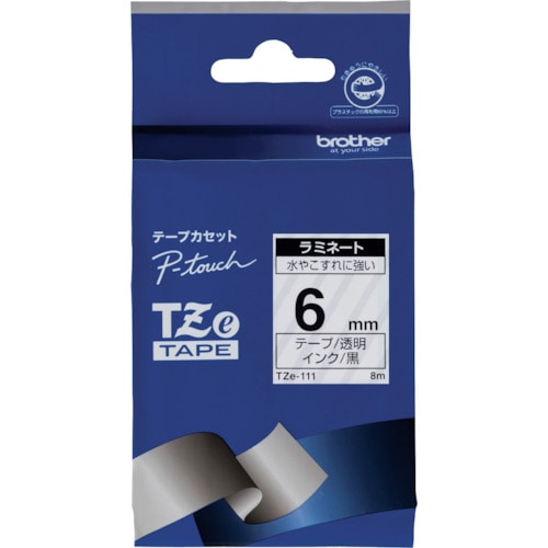 トラスコ中山 ブラザー Tzeテープ 黒文字/透明地/6mm(ご注文単位1個)【直送品】