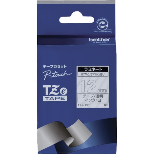 トラスコ中山 ブラザー Tzeテープ 白文字/透明地/12mm(ご注文単位1個)【直送品】