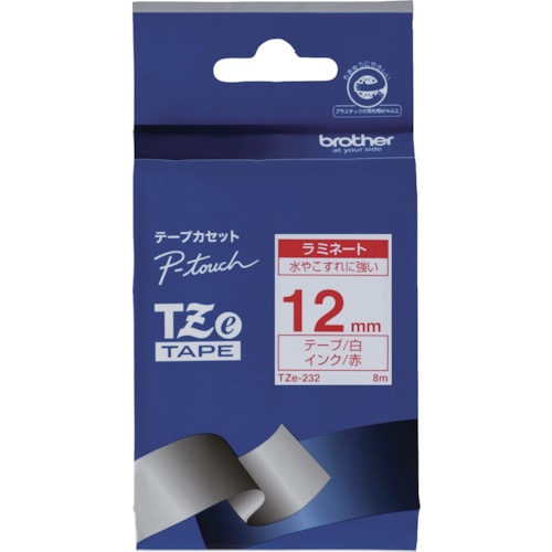 トラスコ中山 ブラザー Tzeテープ 赤文字/白地/12mm(ご注文単位1個)【直送品】