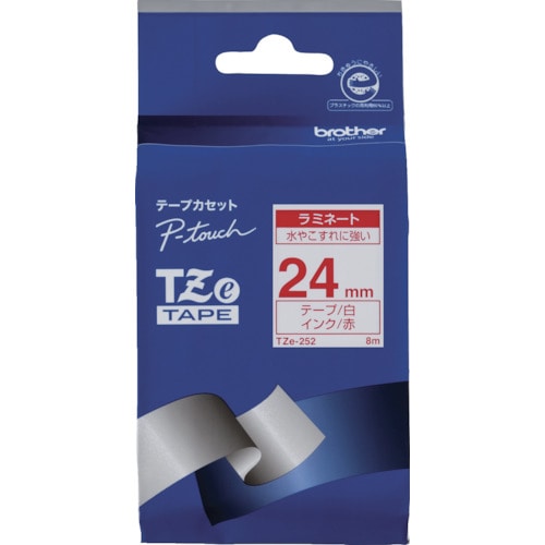 トラスコ中山 ブラザー Tzeテープ 赤文字/白地/24mm(ご注文単位1個)【直送品】