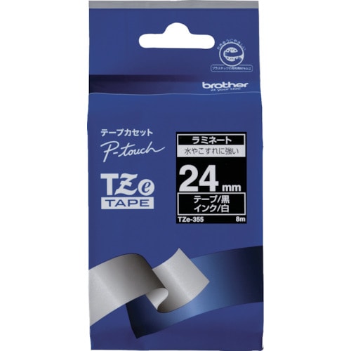 トラスコ中山 ブラザー Tzeテープ 白文字/黒地/24mm(ご注文単位1個)【直送品】