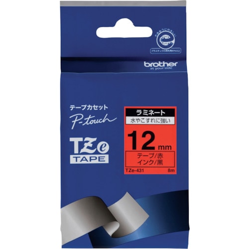 トラスコ中山 ブラザー Tzeテープ 黒文字/赤地/12mm(ご注文単位1個)【直送品】
