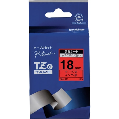 トラスコ中山 ブラザー Tzeテープ 黒文字/赤地/18mm(ご注文単位1個)【直送品】