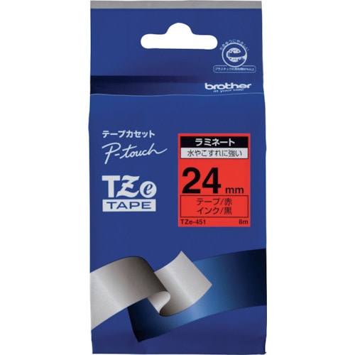 トラスコ中山 ブラザー Tzeテープ 黒文字/赤地/24mm(ご注文単位1個)【直送品】