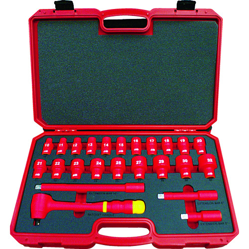 トラスコ中山 TRUSCO 絶縁ソケットレンチセット(6角タイプ)差込角12.7mm(ご注文単位1セット)【直送品】
