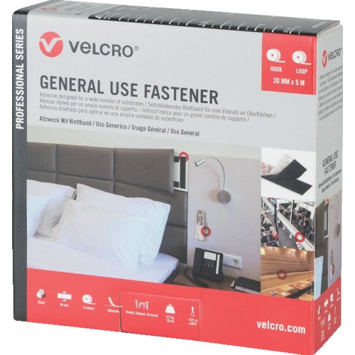 トラスコ中山 ヴェルクロ VELCRO[[R上]]結束テープ 多用途タイプ 幅20mm×長さ25m 黒（ご注文単位 1巻）【直送品】