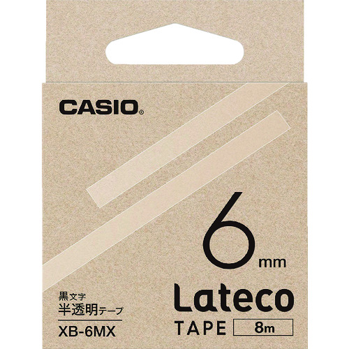 トラスコ中山 カシオ ラテコ(Lateco)専用詰め替えテープ 6mm 半透明に黒文字(ご注文単位 1個)【直送品】