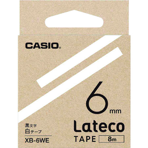 トラスコ中山 カシオ ラテコ(Lateco)専用詰め替えテープ 6mm 白テープに黒文字(ご注文単位 1個)【直送品】