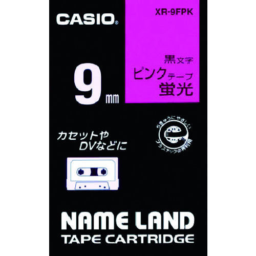 トラスコ中山 カシオ ネームランド用蛍光ピンク色テープに黒文字9mm(ご注文単位 1個)【直送品】