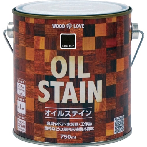 トラスコ中山 ニッぺ 油性オイルステイン 750ml Sエボニーブラック 300N065－750 859-8454  (ご注文単位1缶) 【直送品】