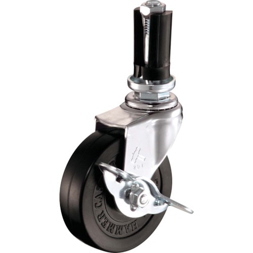 トラスコ中山 ハンマー パイプ差込み旋回式ゴム車輪 65mm φ22~24用 ストッパー付 814-2532 (ご注文単位1個) 【直送品】