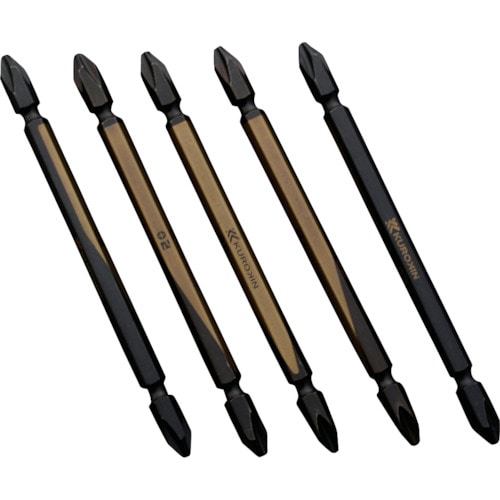 トラスコ中山 フジ矢 両頭ビット(黒金・5本組)+2×110mm 610-0453 (ご注文単位1セット) 【直送品】
