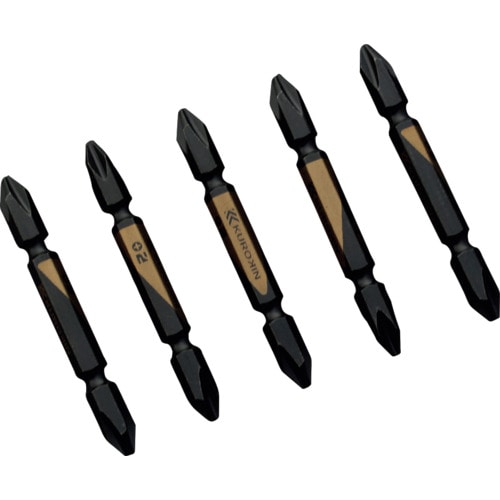 トラスコ中山 フジ矢 両頭ビット(黒金・5本組)+2×65mm 610-0454 (ご注文単位1セット) 【直送品】