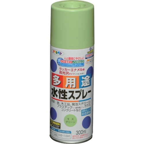 トラスコ中山 アサヒペン 水性多用途スプレー 300ML モスグリーン 824-9093 (ご注文単位1本) 【直送品】