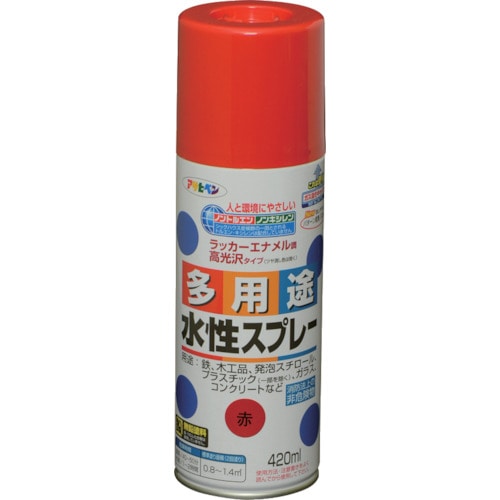 トラスコ中山 アサヒペン 水性多用途スプレー 420ML 赤 824-9113 (ご注文単位1本) 【直送品】