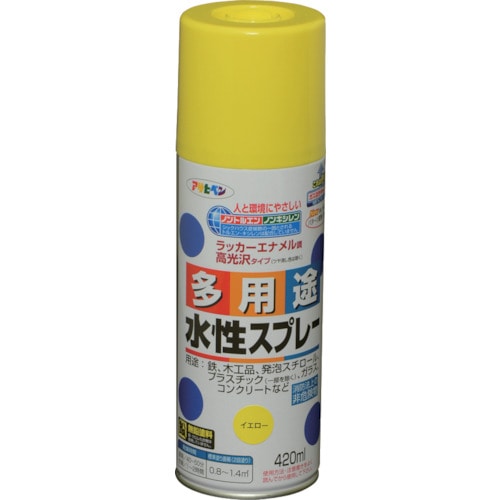 トラスコ中山 アサヒペン 水性多用途スプレー 420ML イエロー 824-9115 (ご注文単位1本) 【直送品】