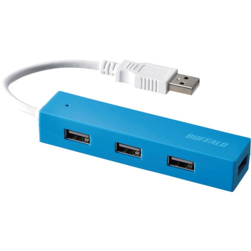 トラスコ中山 バッファロー USB2.0 バスパワー 4ポート ハブ ブルー 417-2250 (ご注文単位1個) 【直送品】