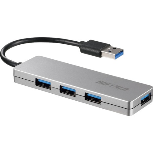 トラスコ中山 バッファロー USB3.0 4ポート バスパワーハブ シルバー 417-2198 (ご注文単位1個) 【直送品】