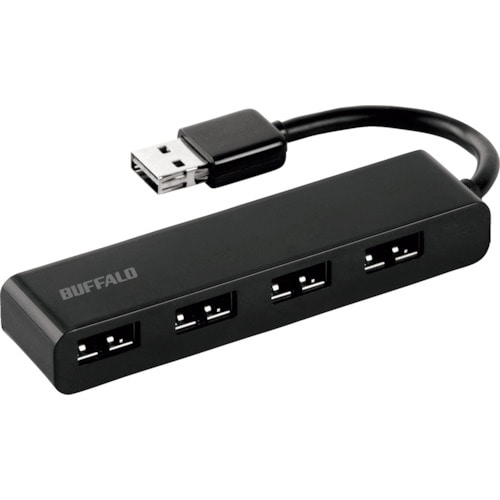 トラスコ中山 バッファロー USB2.0 バスパワー 4ポート どっちもUSBハブ ブラック 417-2190 (ご注文単位1個) 【直送品】