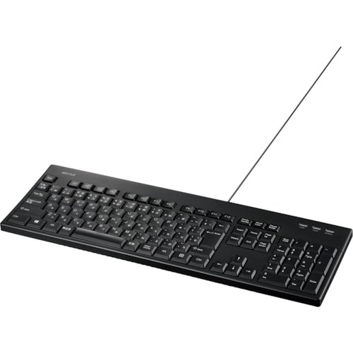 トラスコ中山 バッファロー 有線フルキーボード 防水防塵抗菌仕様 ブラック 417-2247 (ご注文単位1個) 【直送品】