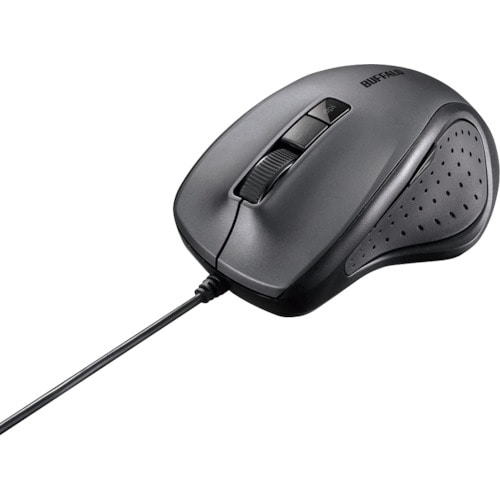 トラスコ中山 バッファロー 有線BlueLED光学式マウス 静音/5ボタン/DPI切り替えボタン ブラック 362-8386 (ご注文単位1個) 【直送品】