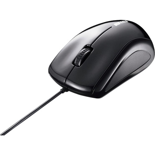 トラスコ中山 バッファロー 有線レーザー式マウス 静音/3ボタン ブラック 362-8368 (ご注文単位1個) 【直送品】