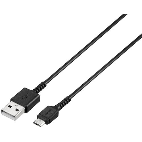 トラスコ中山 バッファロー USB2.0ケーブル(Type-A to microB) スリム 1.0m ブラック 453-9562 (ご注文単位1個) 【直送品】
