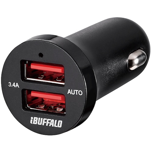 トラスコ中山 バッファロー 3.4A シガーソケット用USB急速充電器 AutoPowerSelect機能搭載 2ポートタイプ ブラック 457-6190 (ご注文単位1個) 【直送品】