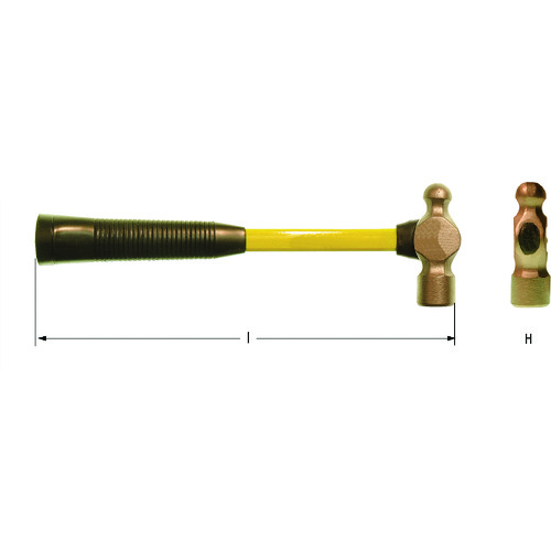 トラスコ中山 Ampcoスイス 防爆ハンマー ボールピーンハンマー 頭長135mm 頭径34mm 質量1410g 102-6468 (ご注文単位1本) 【直送品】