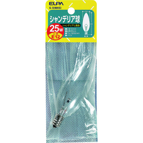 トラスコ中山 ELPA シャンデリア E12 25W 202-2495 (ご注文単位1個) 【直送品】