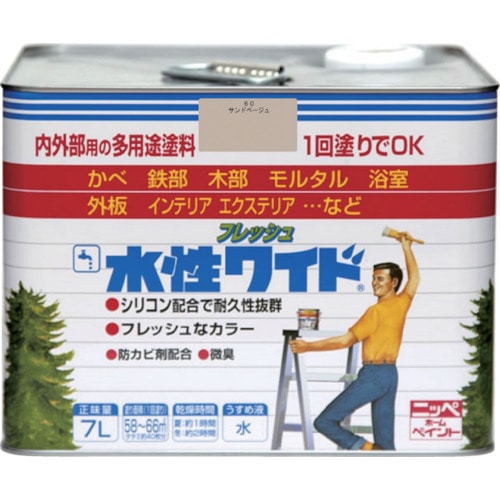 トラスコ中山 ニッぺ 水性フレッシュワイド 7L サンドベージュ HTA140-7 827-9521 (ご注文単位1缶) 【直送品】