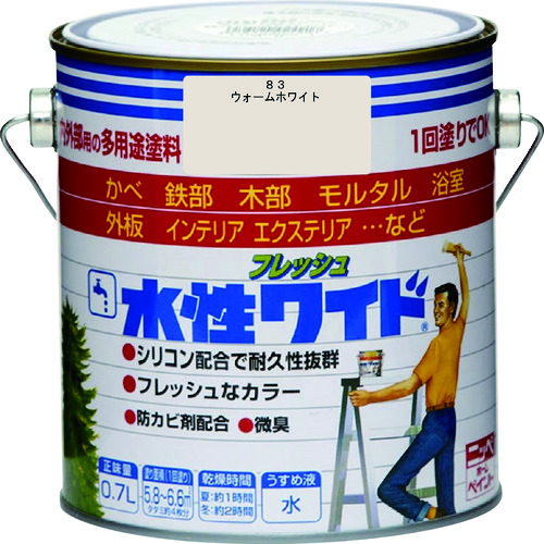 トラスコ中山 ニッぺ 水性フレッシュワイド 0.7L ウォームホワイト HTA163-0.7 859-8936 (ご注文単位1缶) 【直送品】