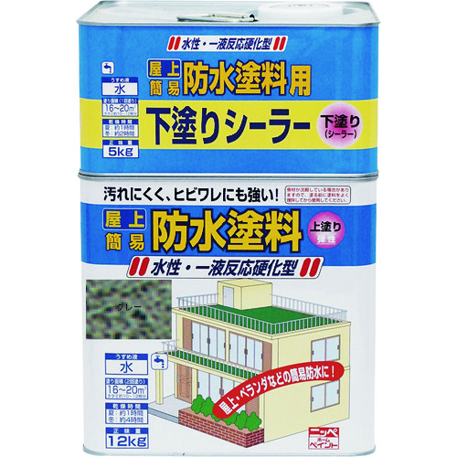 トラスコ中山 ニッぺ 水性屋上防水塗料セット 17kg グレー HUP002-17 859-9044 (ご注文単位1缶) 【直送品】