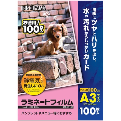 トラスコ中山 IRIS 298998 帯電防止ラミネートフィルム A3 100ミクロン 412-1644 (ご注文単位1パック) 【直送品】