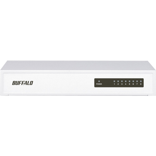 トラスコ中山 バッファロー 10/100Mbps対応 スイッチングHub 金属筐体/電源内蔵モデル 8ポート ホワイト 429-2164 (ご注文単位1個) 【直送品】