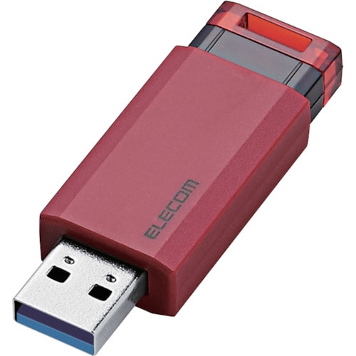 トラスコ中山 エレコム USB3.1(Gen1)対応 ノック式USBメモリ 64GB レッド 123-3237 (ご注文単位1個) 【直送品】