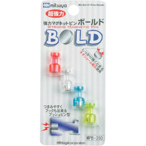 トラスコ中山 ミツヤ マグネットピンボールド混 4本 356-3121 (ご注文単位1パック) 【直送品】