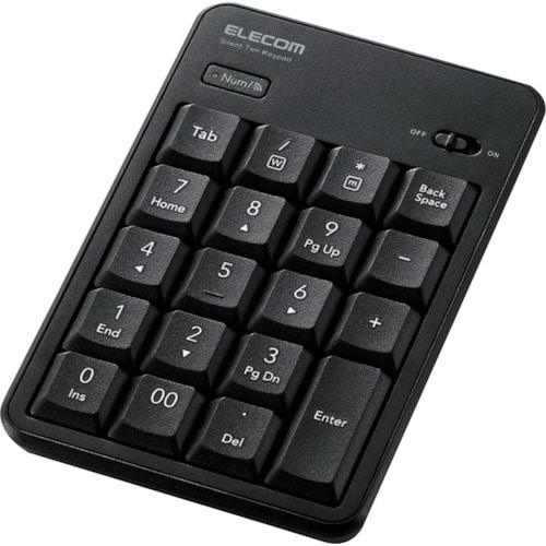 トラスコ中山 エレコム テンキーパッド Bluetooth 静音設計 抗菌 ブラック 369-1840 (ご注文単位1個) 【直送品】