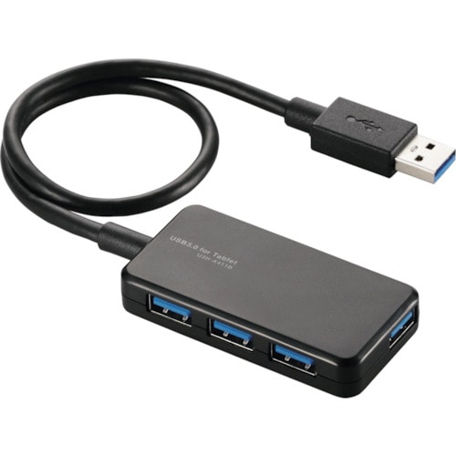 トラスコ中山 エレコム 4ポートUSB3.0ハブ バスパワー タブレット向け ブラック 828-2973 (ご注文単位1個) 【直送品】