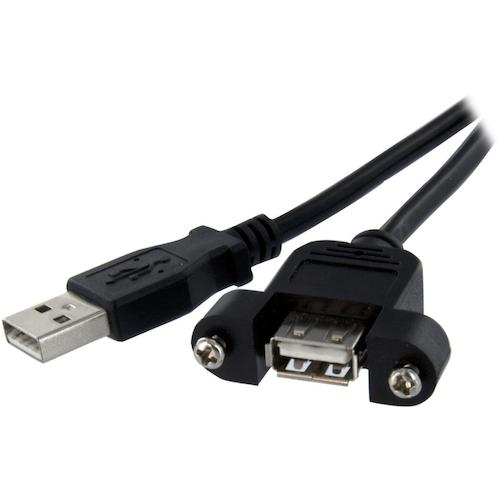 トラスコ中山 スターテック USB 2.0ケーブル/30cm/480Mbps/パネルマウント型/Type-A - Type-A/メス-オス 540-0046 (ご注文単位1袋) 【直送品】