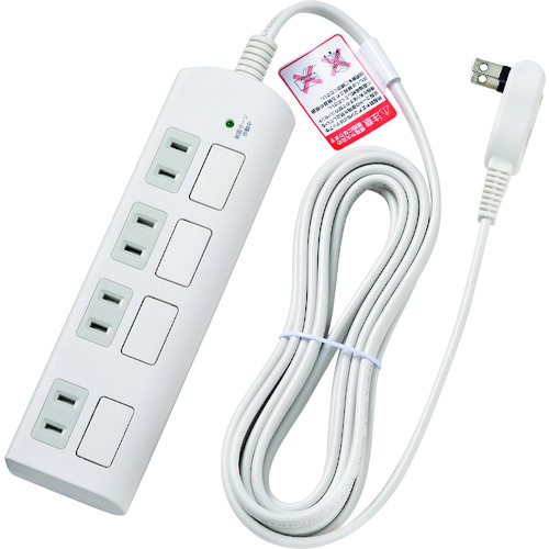 トラスコ中山 ELPA 耐雷フラットスイッチ付タップ4P3m 167-7591 (ご注文単位1個) 【直送品】