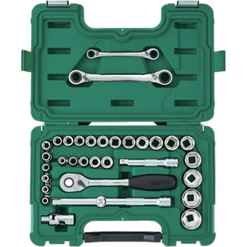 SATA 6角ソケットレンチセット 差込角12.7mm(33点) 1セット(ご注文単位1セット)【直送品】
