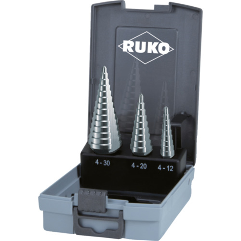 RUKO 3枚刃ステップドリル 3本組セット ハイス 1セット（ご注文単位1セット）【直送品】