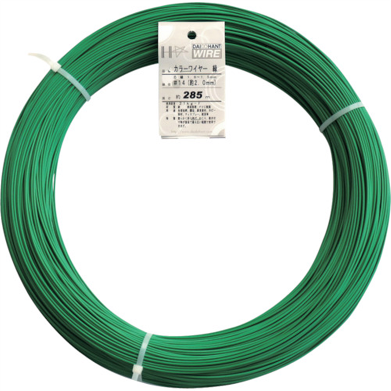 DAIDOHANT カラーワイヤー 緑 #14(2.0mm) 5Kg巻 1巻(ご注文単位1巻)【直送品】