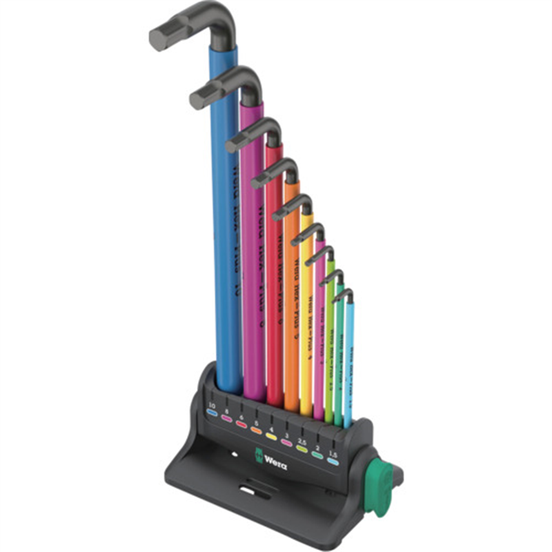 Wera 950/9 ヘックスプラスマルチカラー3 Lキーセット ミリサイズ ブラックレーザー 1セット（ご注文単位1セット）【直送品】