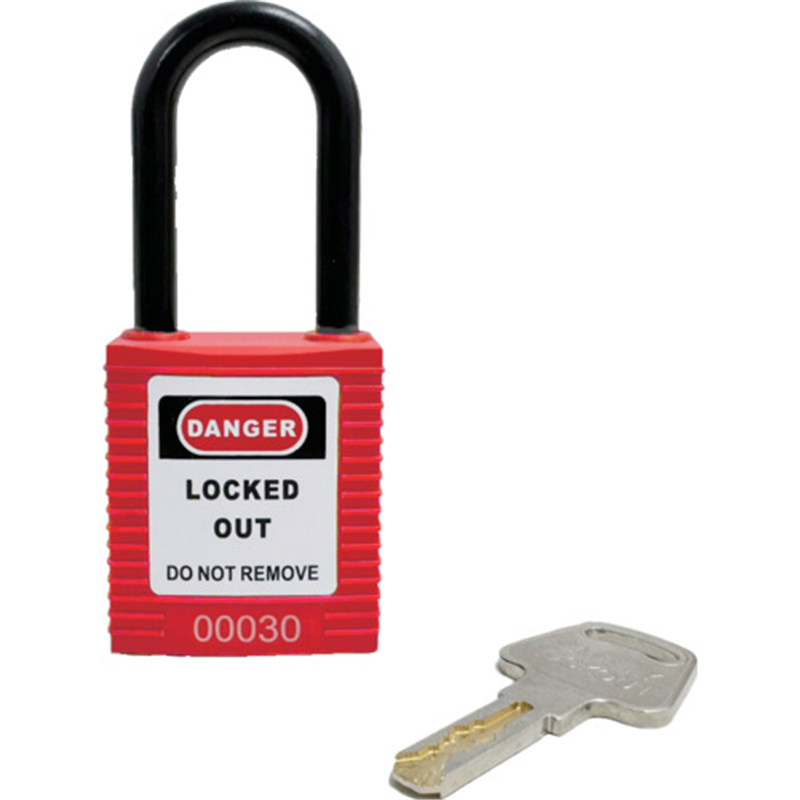 セーフラン ロックアウト用絶縁パドロック 赤 吊38mmタイプ 1個(ご注文単位1個)【直送品】