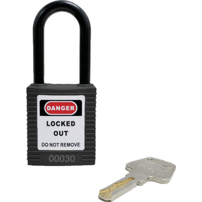 セーフラン ロックアウト用絶縁パドロック 黒 吊38mmタイプ 1個(ご注文単位1個)【直送品】